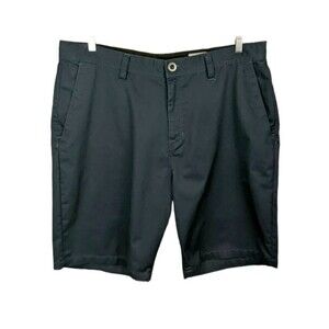 Volcom True to This Navy Flat Front Chino Shorts Men's Size 40 Skater